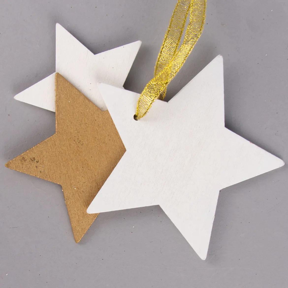 Weihnachten Deko Anhänger 3er Stern twinkle twinkle weiß goldfarbig 9x9cm