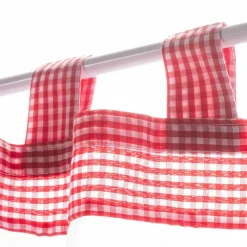 Weihnachtsgardine Bistrogardine mit Schlaufen Weihnachtsmann mit Elch 145x60cm weiß rot grau