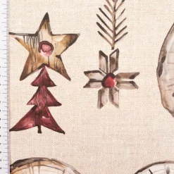 Weihnachtsstoff Baumwolle Halbpanama Wooden Christmas natur 1,40m Breite