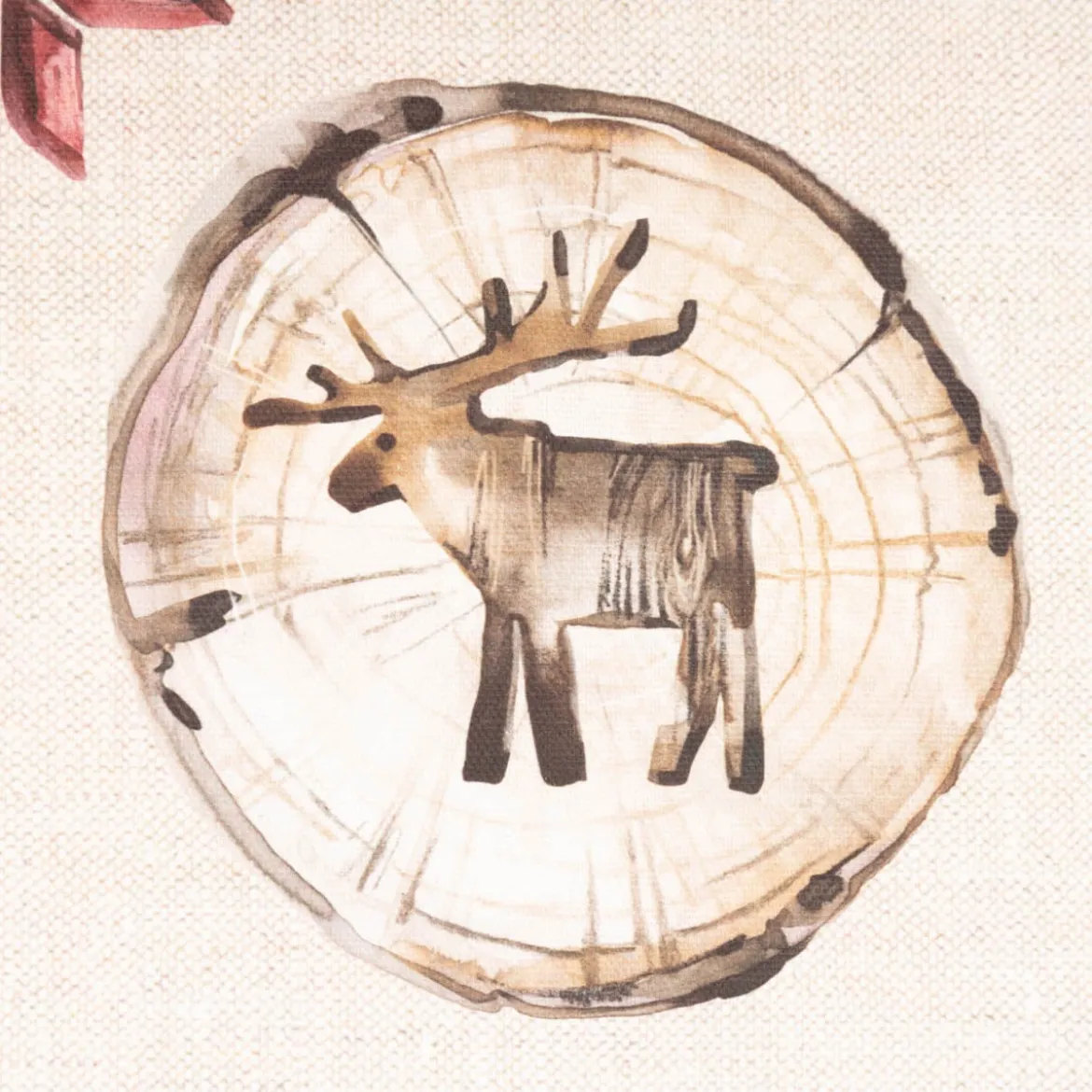 Weihnachtsstoff Baumwolle Halbpanama Wooden Christmas natur 1,40m Breite