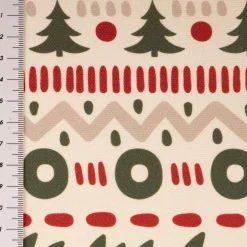 Weihnachtsstoff Baumwolle Halbpanama Skandi Zickzack Weiß Rot Grün 1,40m Breite