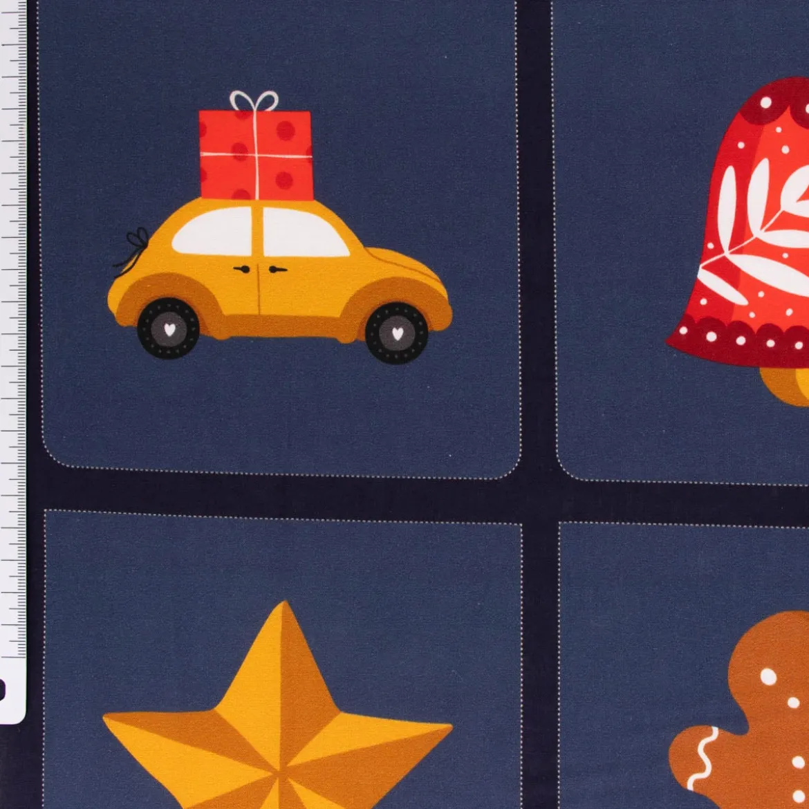Weihnachtsstoff Baumwollstoff Popeline Adventskalender Digitaldruck bunt 1,4m Breite