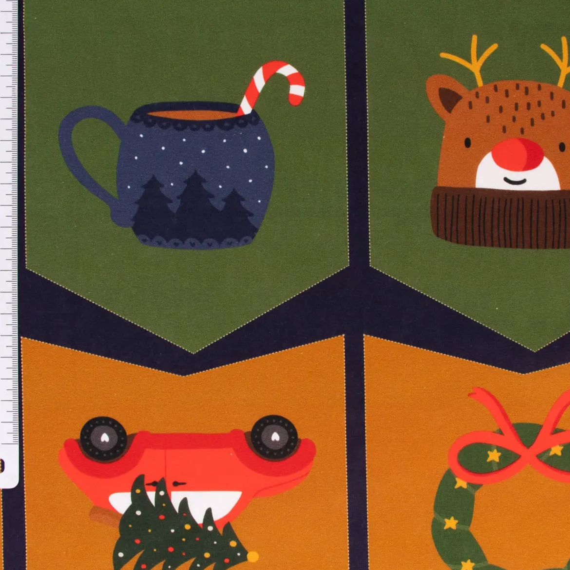 Weihnachtsstoff Baumwollstoff Popeline Adventskalender Digitaldruck bunt 1,4m Breite
