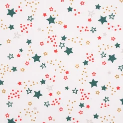 Weihnachtsstoff Baumwollstoff Webware Lyra Sterne weiß rot grün goldfarbig 1,47m Breite