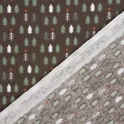 Weihnachtsstoff Baumwollstoff Webware Tsugneg Tannenbäumchen braun grün 1,47m Breite