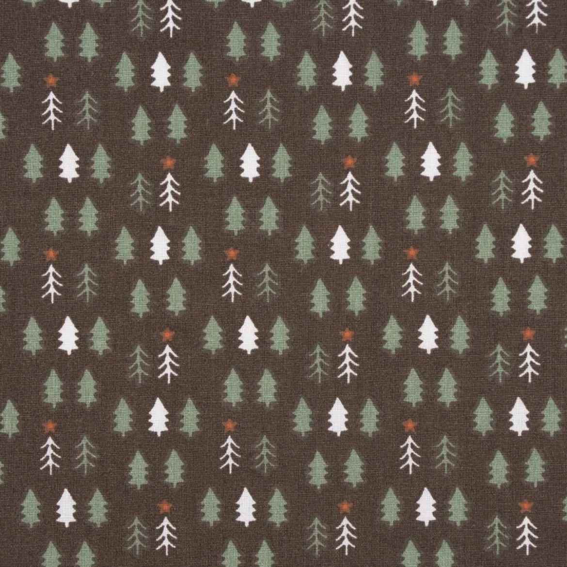 Weihnachtsstoff Baumwollstoff Webware Tsugneg Tannenbäumchen braun grün 1,47m Breite