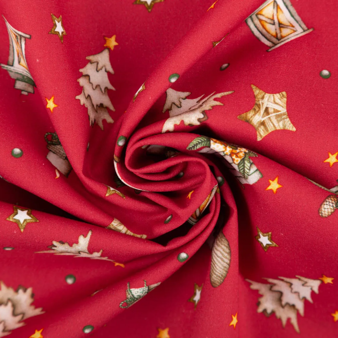 Weihnachtsstoff Baumwollstoff Popeline Allover Weihnachtsmotive rot 1,45m Breite