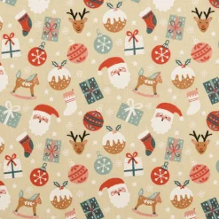 Weihnachtsstoff Canvas Baumwollstoff Weihnachtsmotive natur rot grün 1,40m Breite