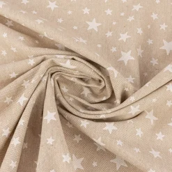 Weihnachtsstoff Dekostoff Halbpanama Leinenlook Basic Star Sternchen natur weiß 1,40m Breite