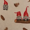 Weihnachtsstoff Dekostoff Halbpanama Leinenlook Tomte Weihnachtswichtel natur rot braun 1,40m Breite