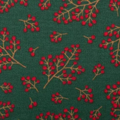Weihnachtsstoff Dekostoff Halbpanama Winter Berry Bloom Beerenzweige dunkelgrün rot 1,40m Breite