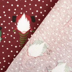 Weihnachtsstoff Dekostoff Halbpanama Jolly Tomte Wichtel Gnome weinrot 1,40m Breite