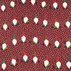 Weihnachtsstoff Dekostoff Halbpanama Jolly Tomte Wichtel Gnome weinrot 1,40m Breite