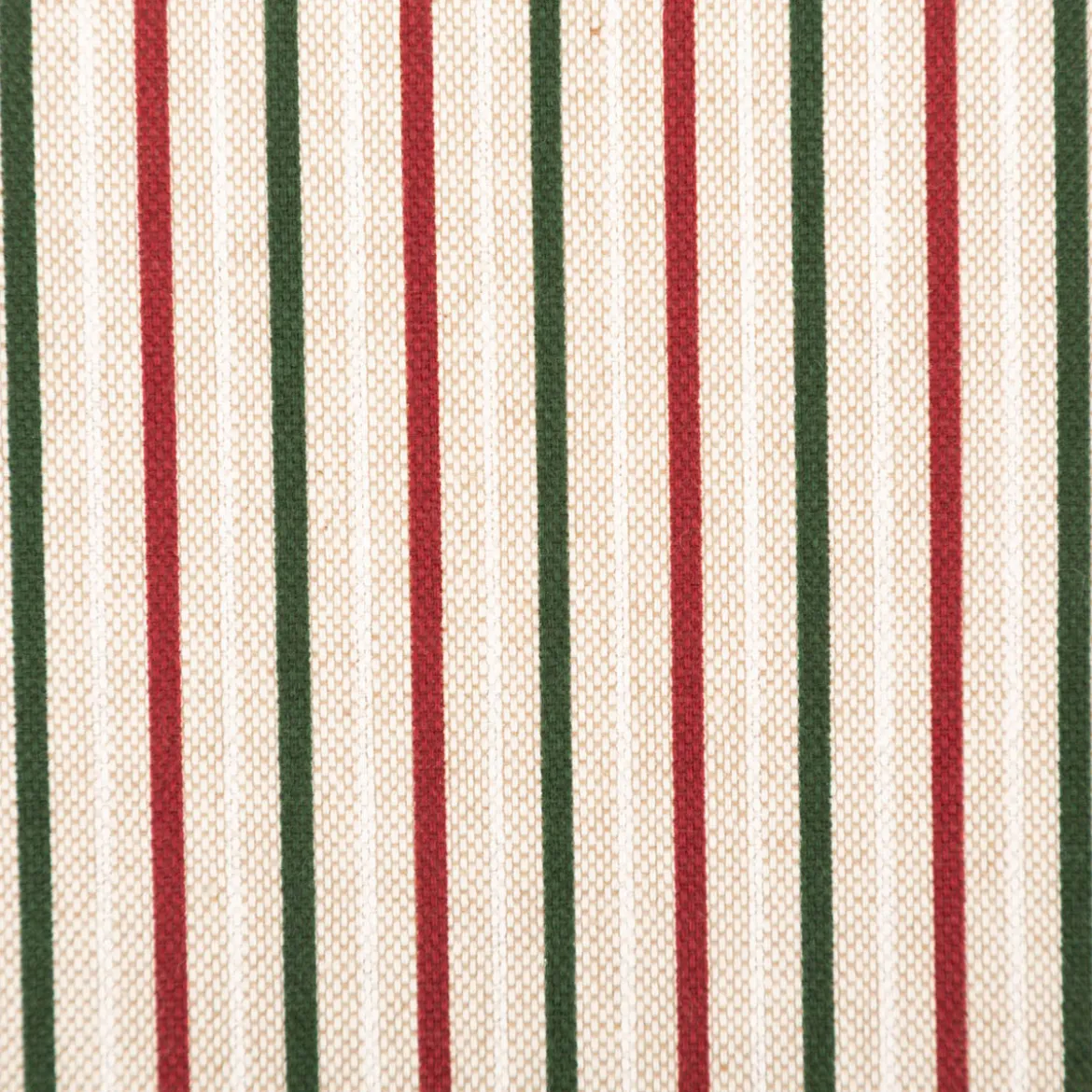 Weihnachtsstoff Dekostoff Halbpanama Leinenlook Little Xmas Stripe Streifen natur rot grün 1,40m Breite