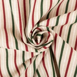 Weihnachtsstoff Dekostoff Halbpanama Leinenlook Little Xmas Stripe Streifen natur rot grün 1,40m Breite