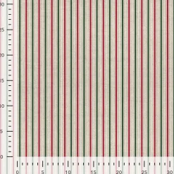 Weihnachtsstoff Dekostoff Halbpanama Leinenlook Little Xmas Stripe Streifen natur rot grün 1,40m Breite