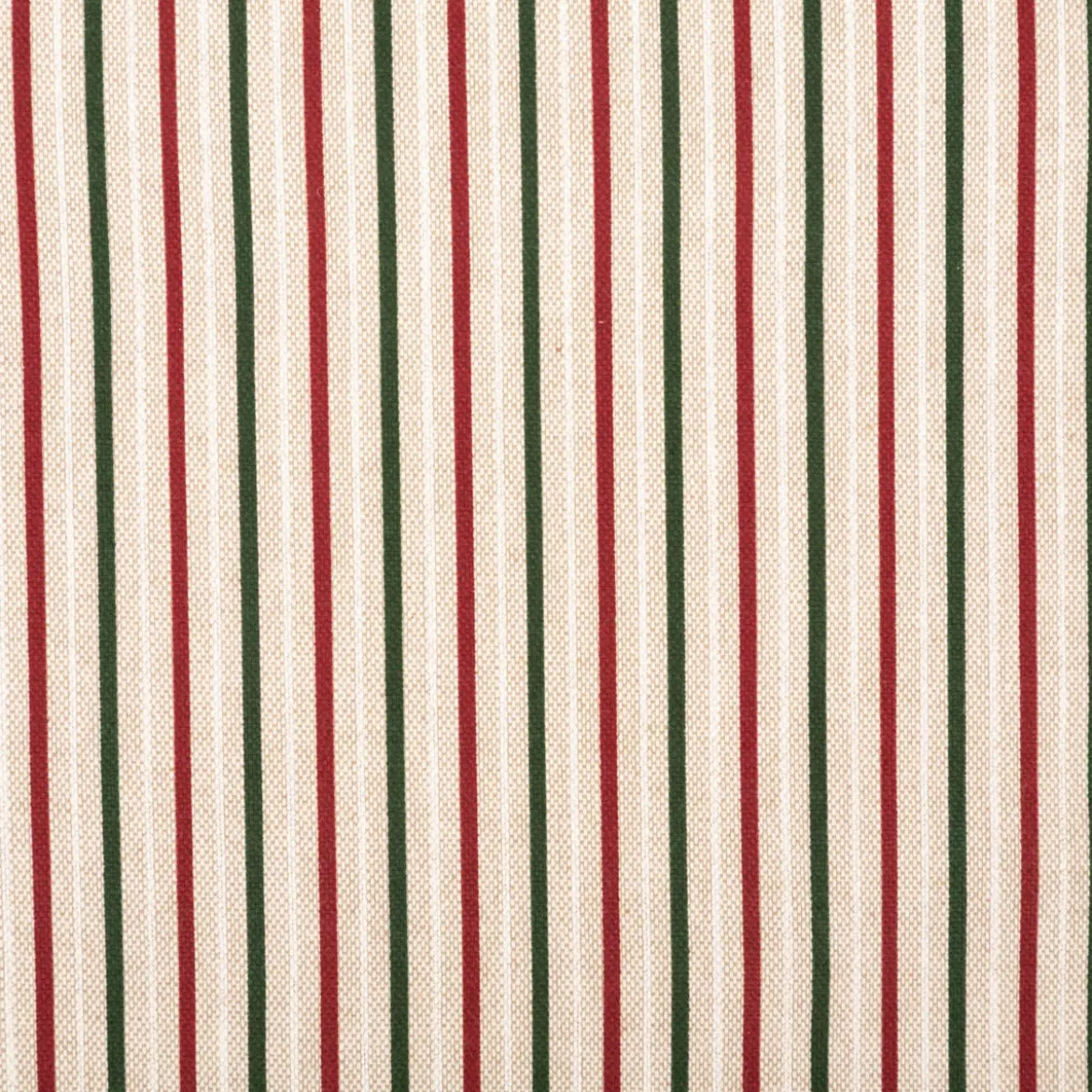 Weihnachtsstoff Dekostoff Halbpanama Leinenlook Little Xmas Stripe Streifen natur rot grün 1,40m Breite