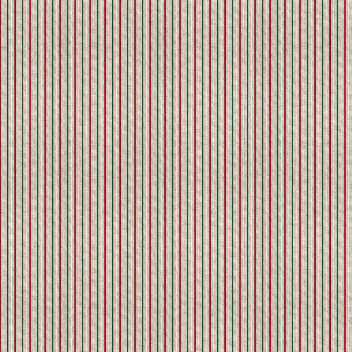 Weihnachtsstoff Dekostoff Halbpanama Leinenlook Little Xmas Stripe Streifen natur rot grün 1,40m Breite