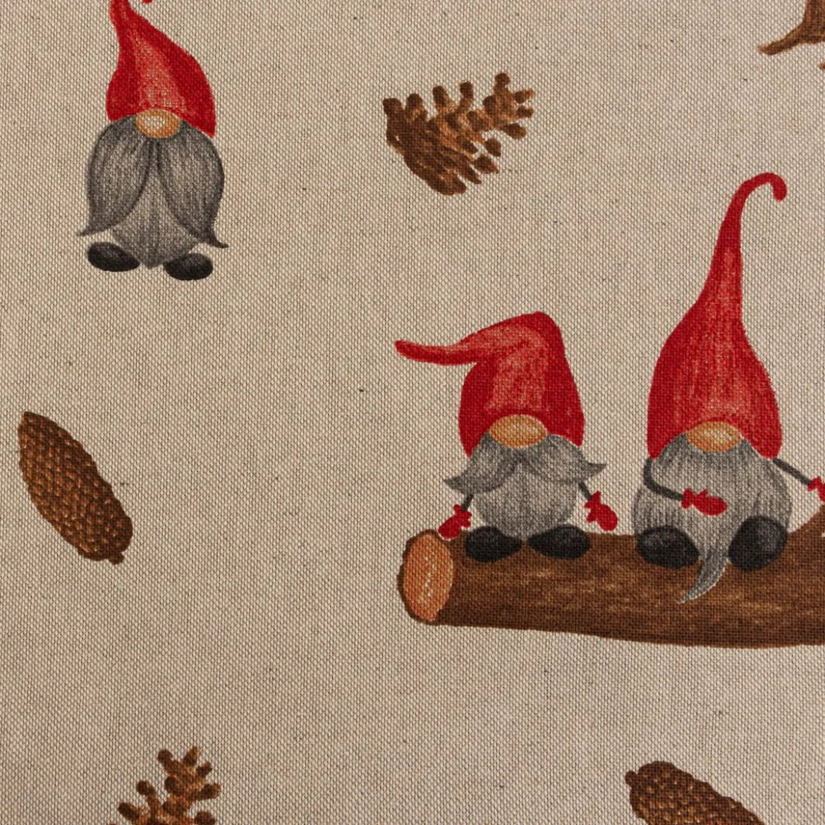 Weihnachtstischdecke Leinenlook Tomte Weihnachtswichtel natur rot verschiedene Größen von SCHÖNER LEBEN.