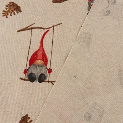 Weihnachtstischdecke Leinenlook Tomte Weihnachtswichtel natur rot verschiedene Größen von SCHÖNER LEBEN.