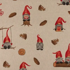 Weihnachtstischdecke Leinenlook Tomte Weihnachtswichtel natur rot verschiedene Größen von SCHÖNER LEBEN.