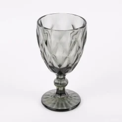 Weinglas Diamantmuster geprägt Glas anthrazit 17x9cm