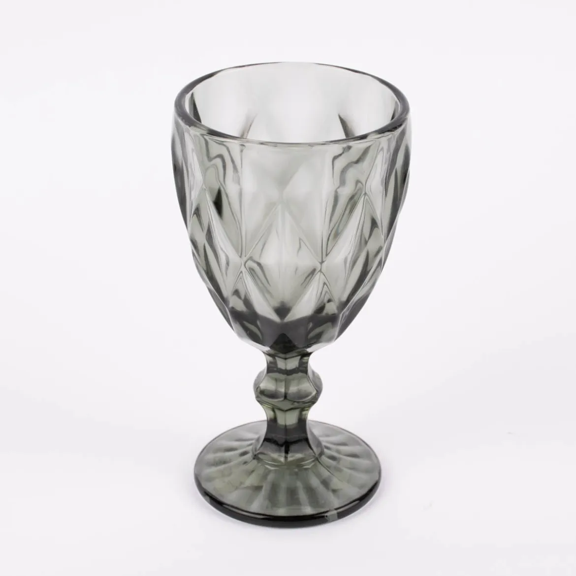 Weinglas Diamantmuster geprägt Glas anthrazit 17x9cm