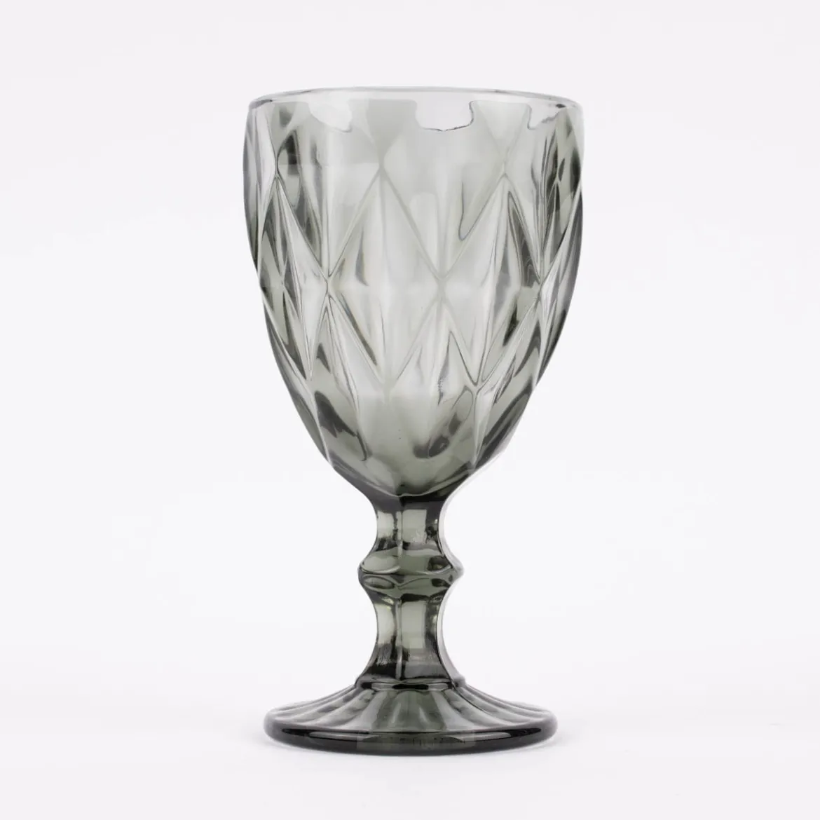 Weinglas Diamantmuster geprägt Glas anthrazit 17x9cm