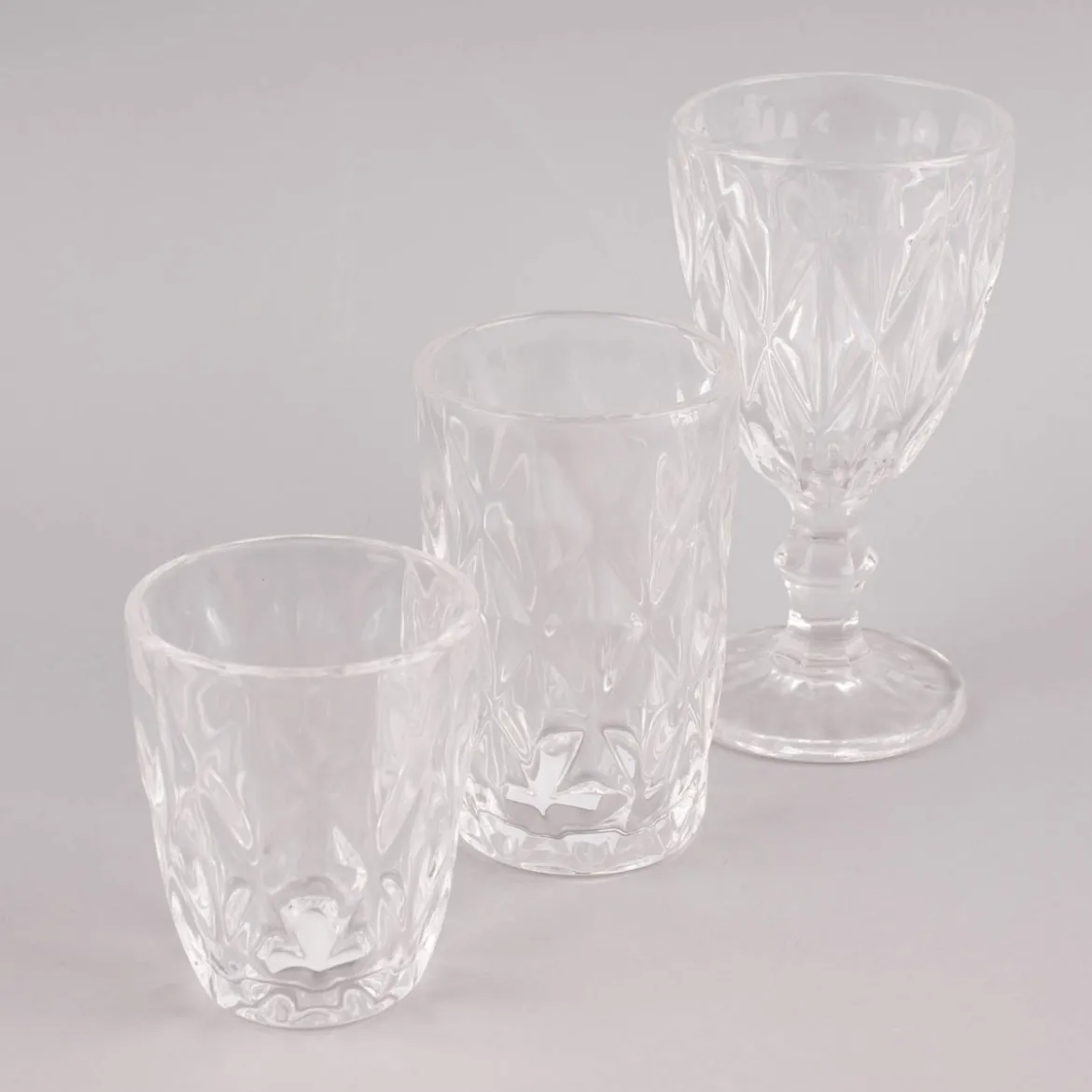 Weinglas Diamantmuster geprägt Glas farblos 17x9cm