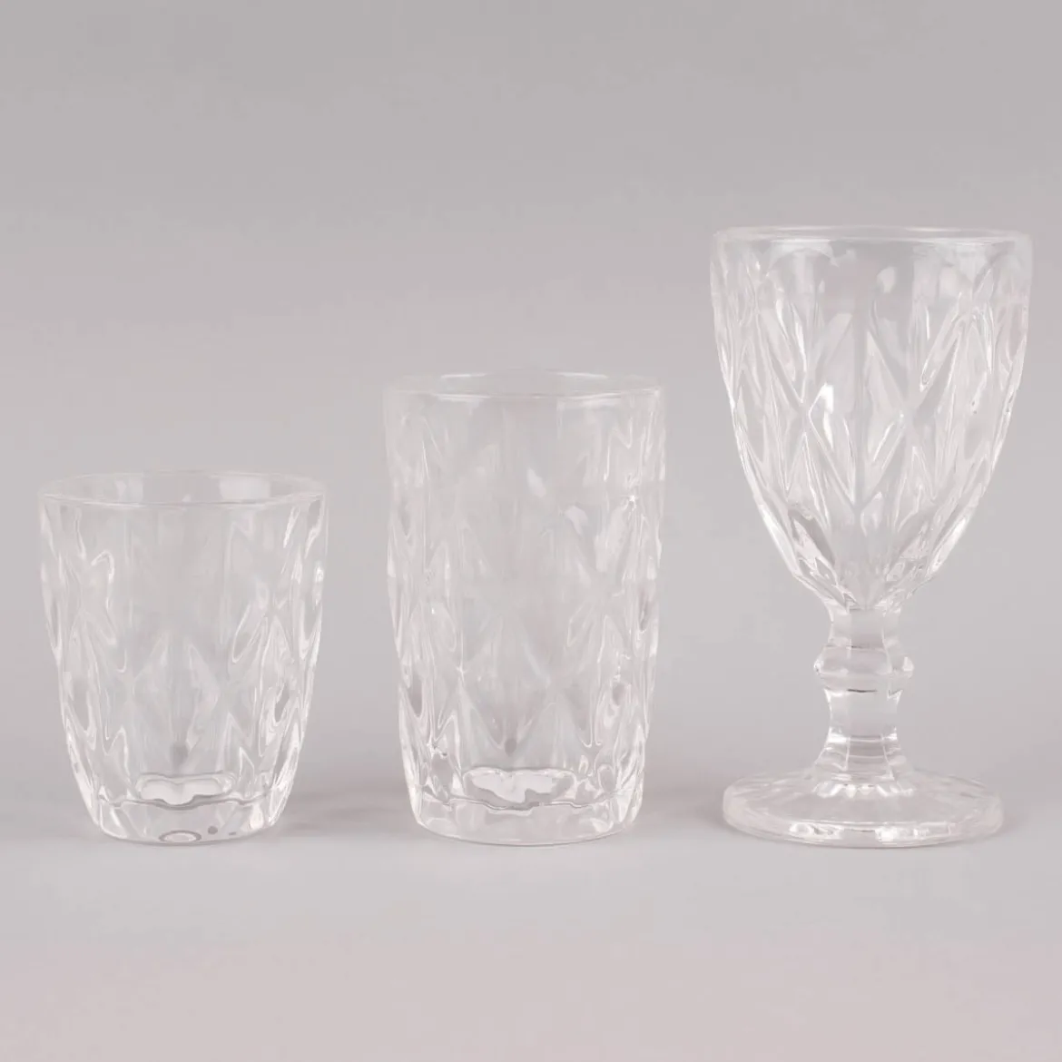 Weinglas Diamantmuster geprägt Glas farblos 17x9cm