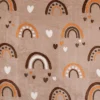 Wellness Fleece Doubleside Regenbogen Herzen Punkte taupe orange braun weiß 1,45m