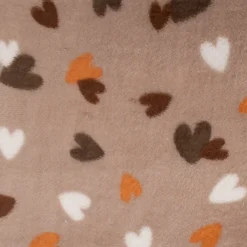 Wellness Fleece Doubleside Regenbogen Herzen Punkte taupe orange braun weiß 1,45m