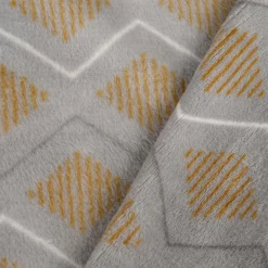 Wellness Fleece Geometrisch Rauten grau gelb weiß 1,5m Breite