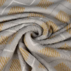 Wellness Fleece Geometrisch Rauten grau gelb weiß 1,5m Breite