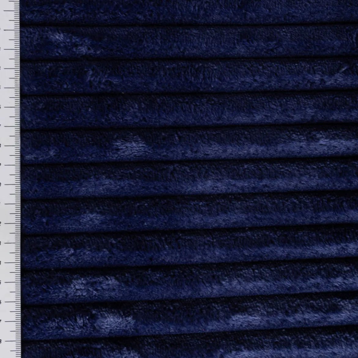 Wellness Fleecestoff Cordoptik breite Rippen einfarbig blau 1,5m Breite