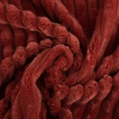 Wellness Fleecestoff Cordoptik breite Rippen einfarbig rot 1,5m Breite