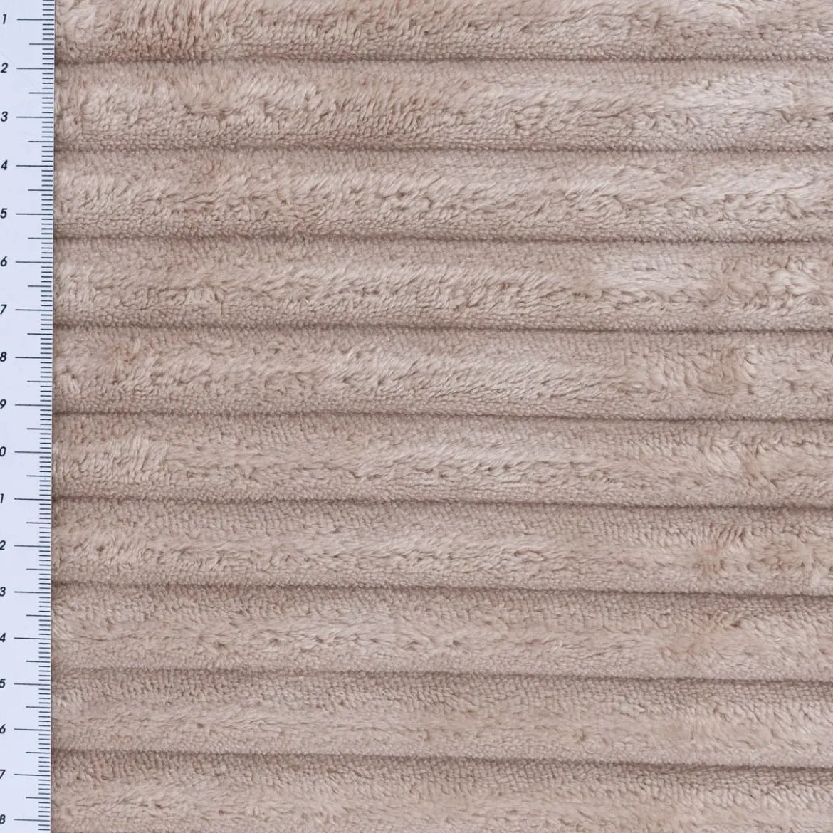 Wellness Fleecestoff Cordoptik breite Rippen einfarbig taupe 1,5m Breite