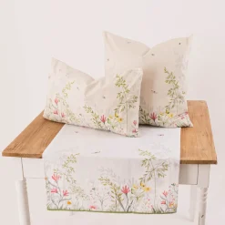 Wende Kissenhülle Blumenwiese Samtoptik cremeweiß bunt 45x45cm von Clayre & Eef