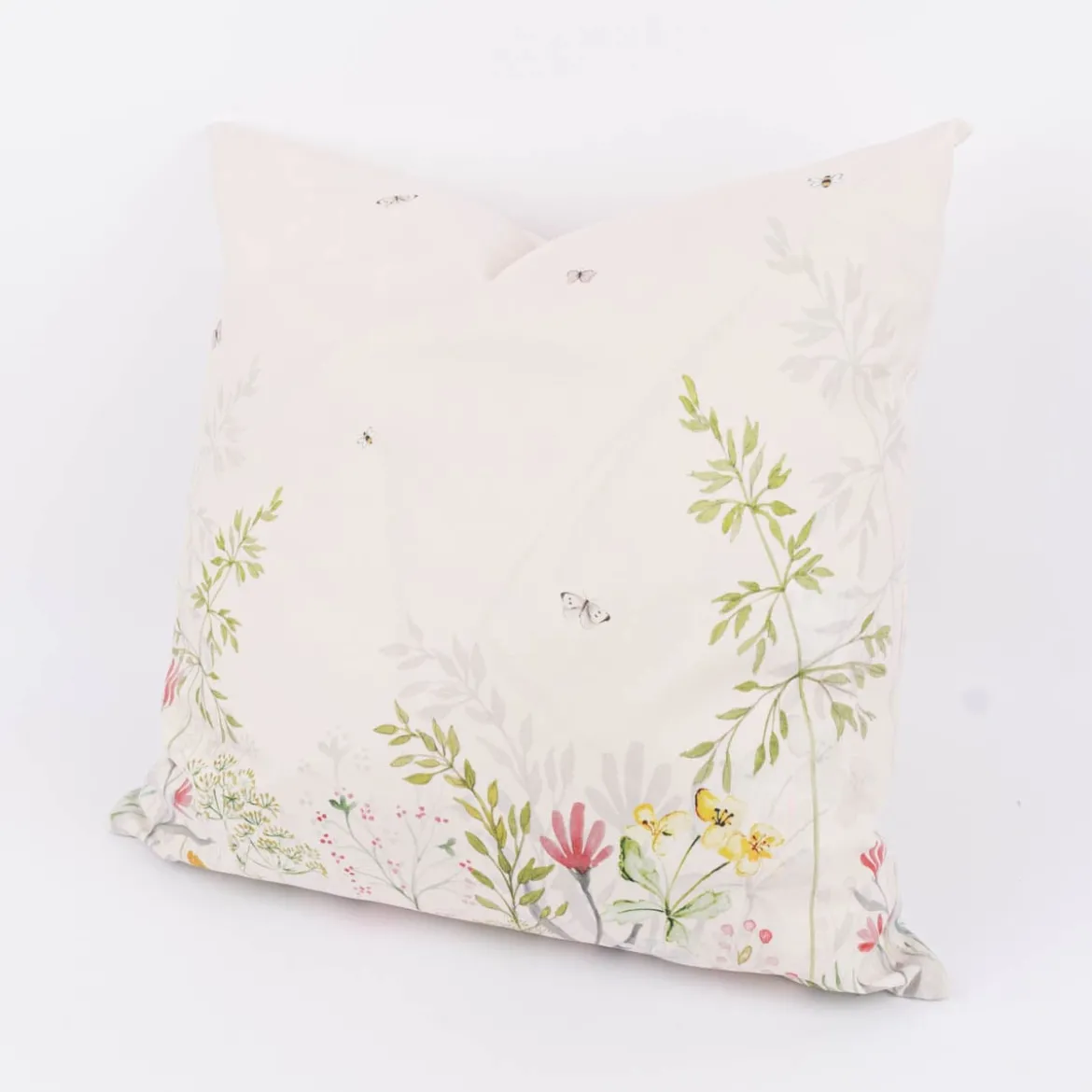 Wende Kissenhülle Blumenwiese Samtoptik cremeweiß bunt 45x45cm von Clayre & Eef