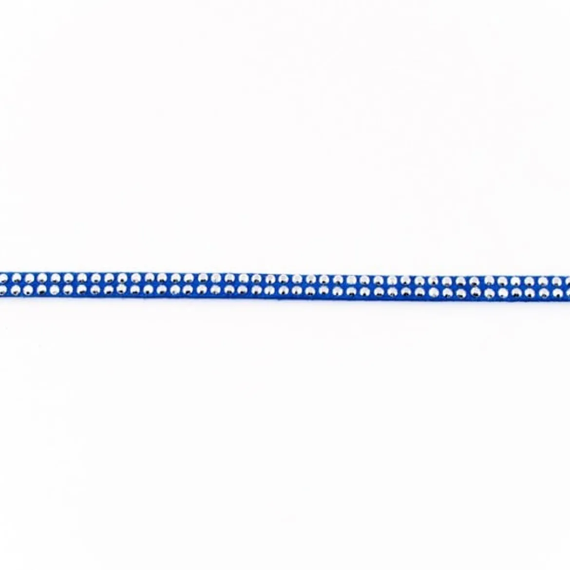 Wildleder Imitat Band blau mit silber farbigen Glitzer Steinen Meterware Breite: 0,5cm