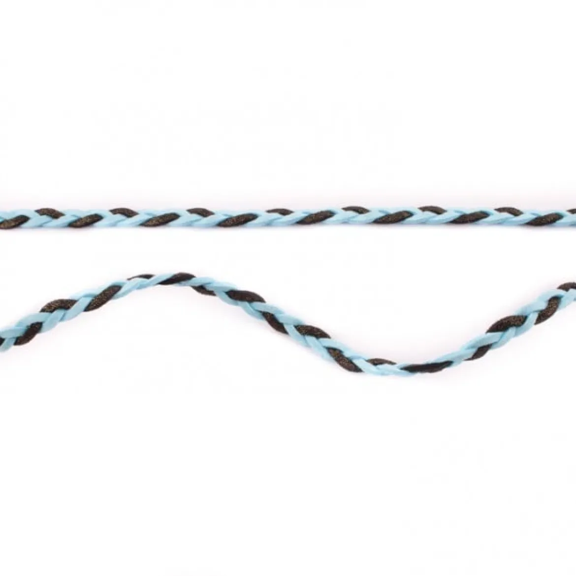 Wildleder Imitat Band geflochten türkis schwarz Glitzer Meterware Breite: 0,5cm