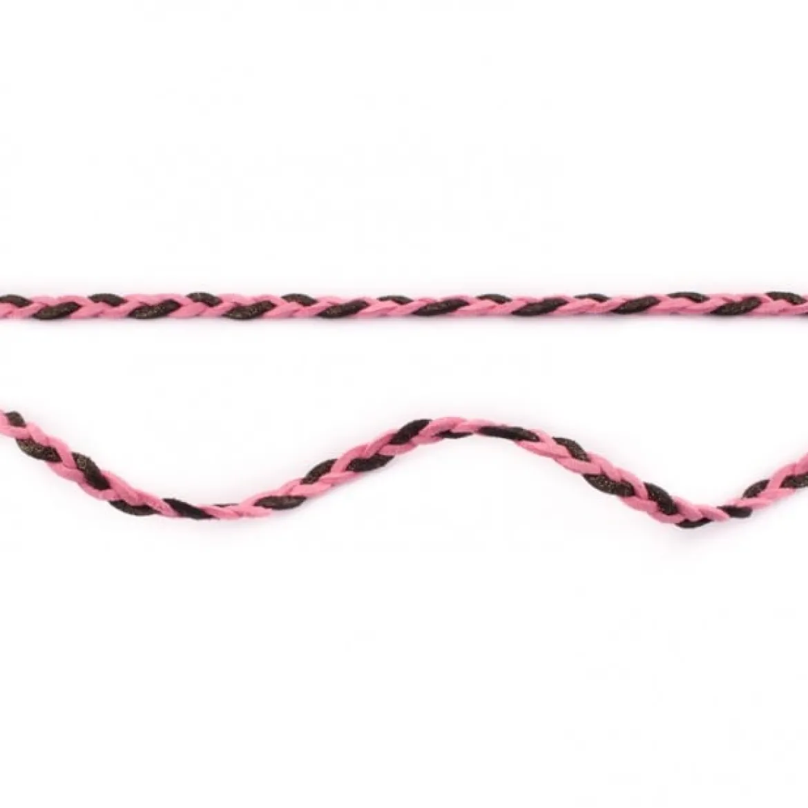Wildleder Imitat Band geflochten pink schwarz Glitzer Meterware Breite: 0,5cm