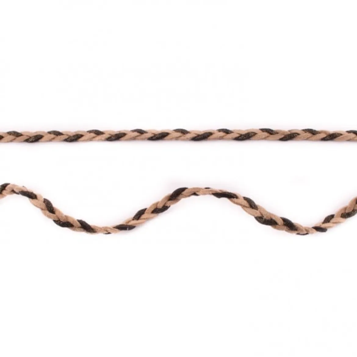 Wildleder Imitat Band geflochten braun schwarz Glitzer Meterware Breite: 0,5cm