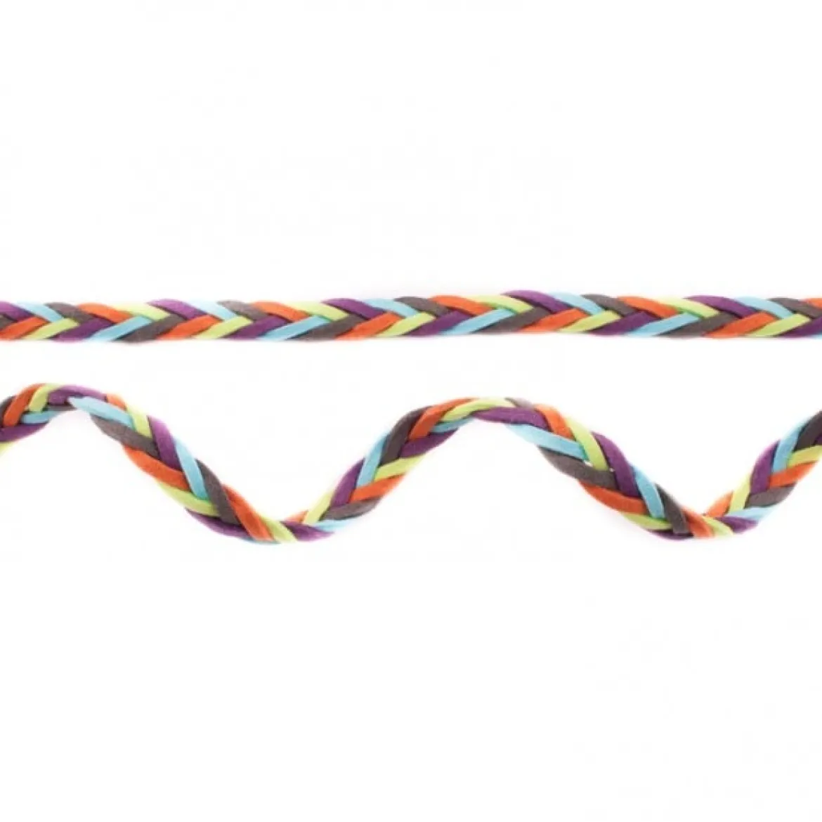 Wildleder Imitat Band geflochten bunt lila blau grün orange schwarz Meterware Breite: 0,8cm