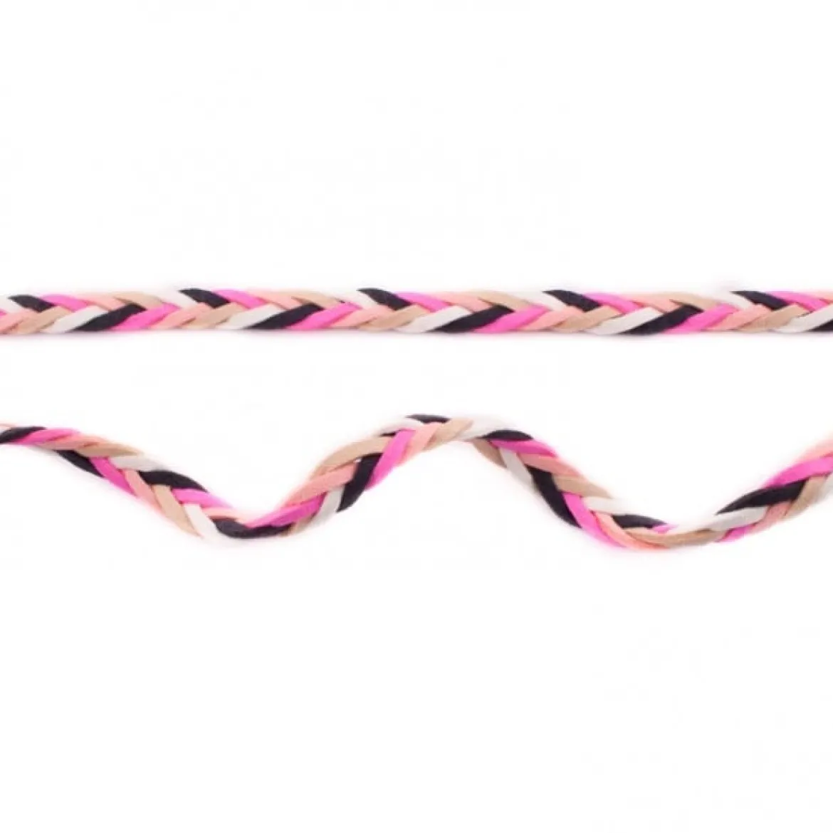 Wildleder Imitat Band geflochten bunt pink schwarz weiß braun Meterware Breite: 0,8cm