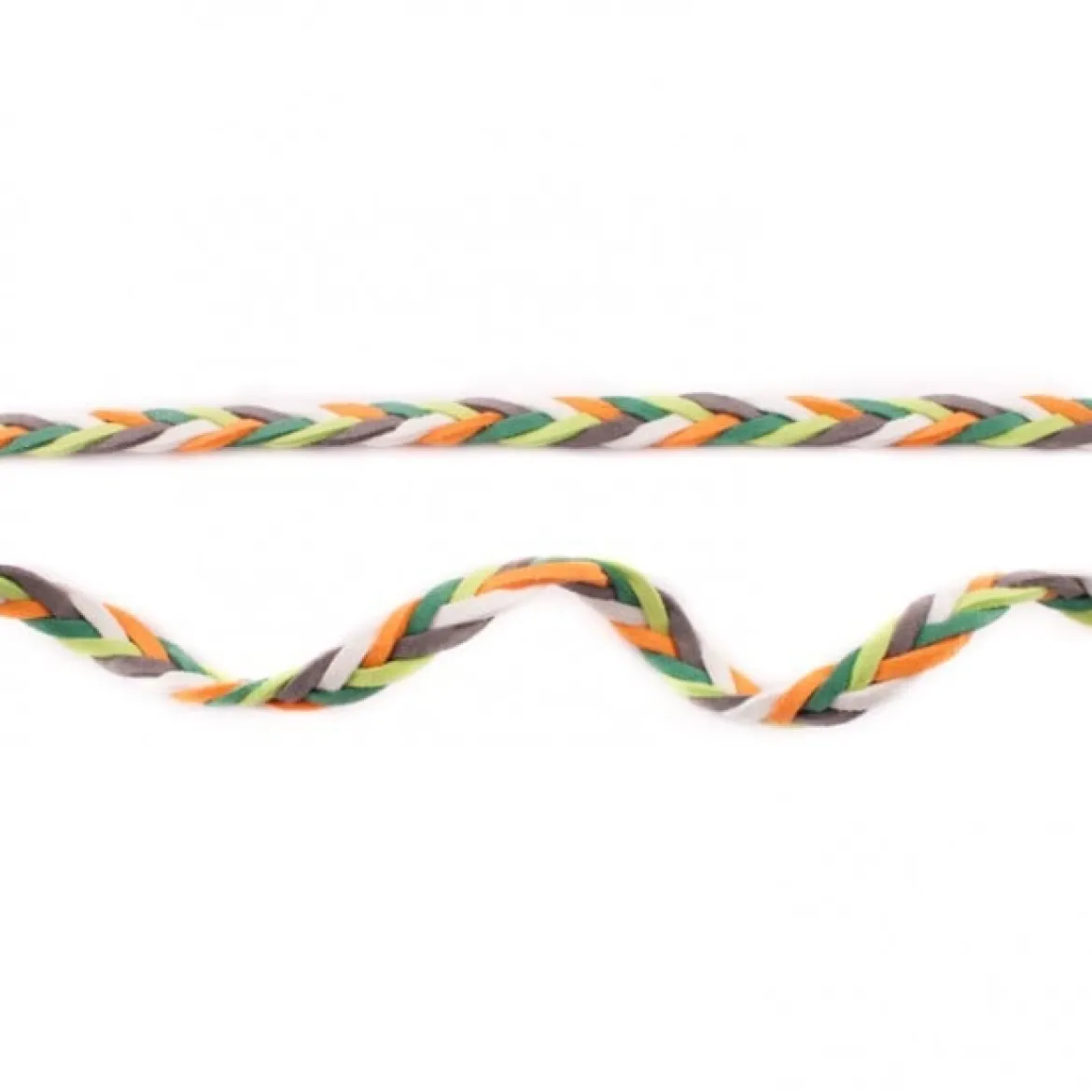 Wildleder Imitat Band geflochten bunt orange grün grau weiß Meterware Breite: 0,8cm