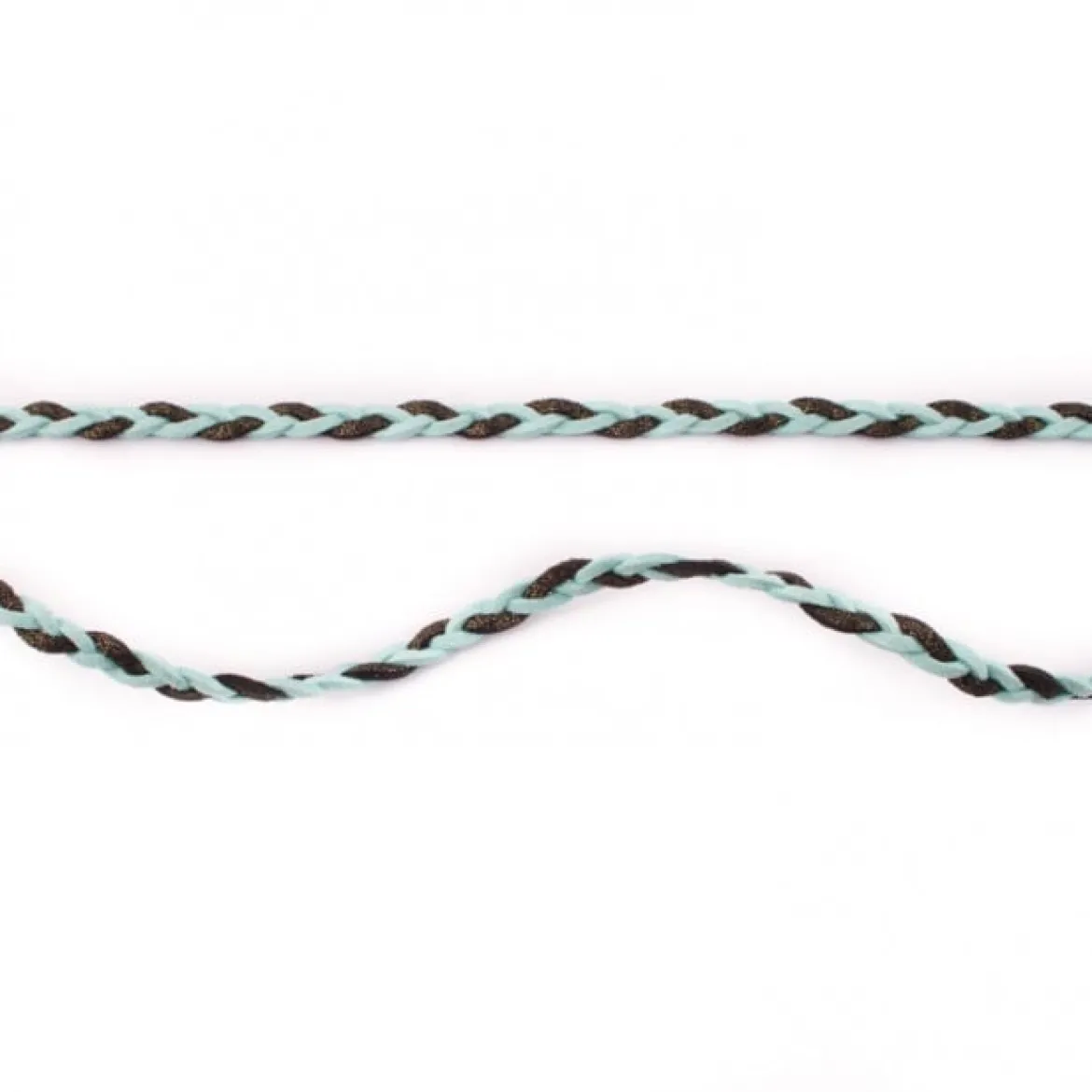 Wildleder Imitat Band geflochten mint schwarz Glitzer Meterware Breite: 0,5cm