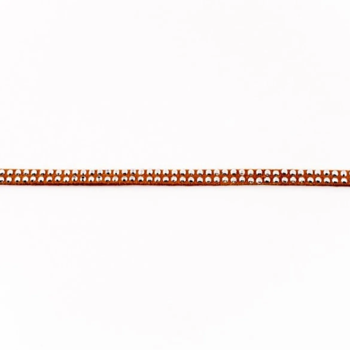 Wildleder Imitat Band hellbraun mit silber farbigen Glitzer Steinen Meterware Breite: 0,5cm