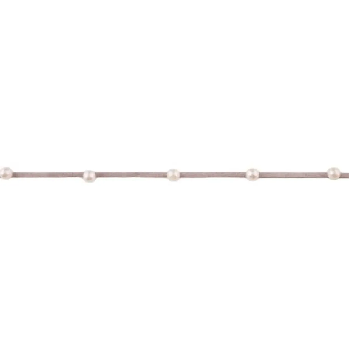 Wildlederimitatband mit Perlen Perlenband grau Band Breite: 2mm Perle Breite: 6mm