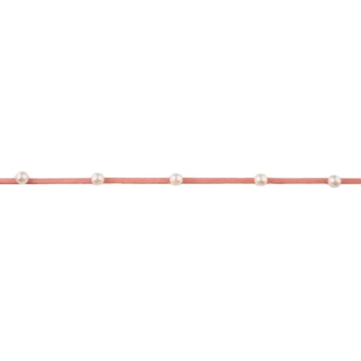 Wildlederimitatband mit Perlen Perlenband rosa Band Breite: 2mm Perle Breite: 6mm